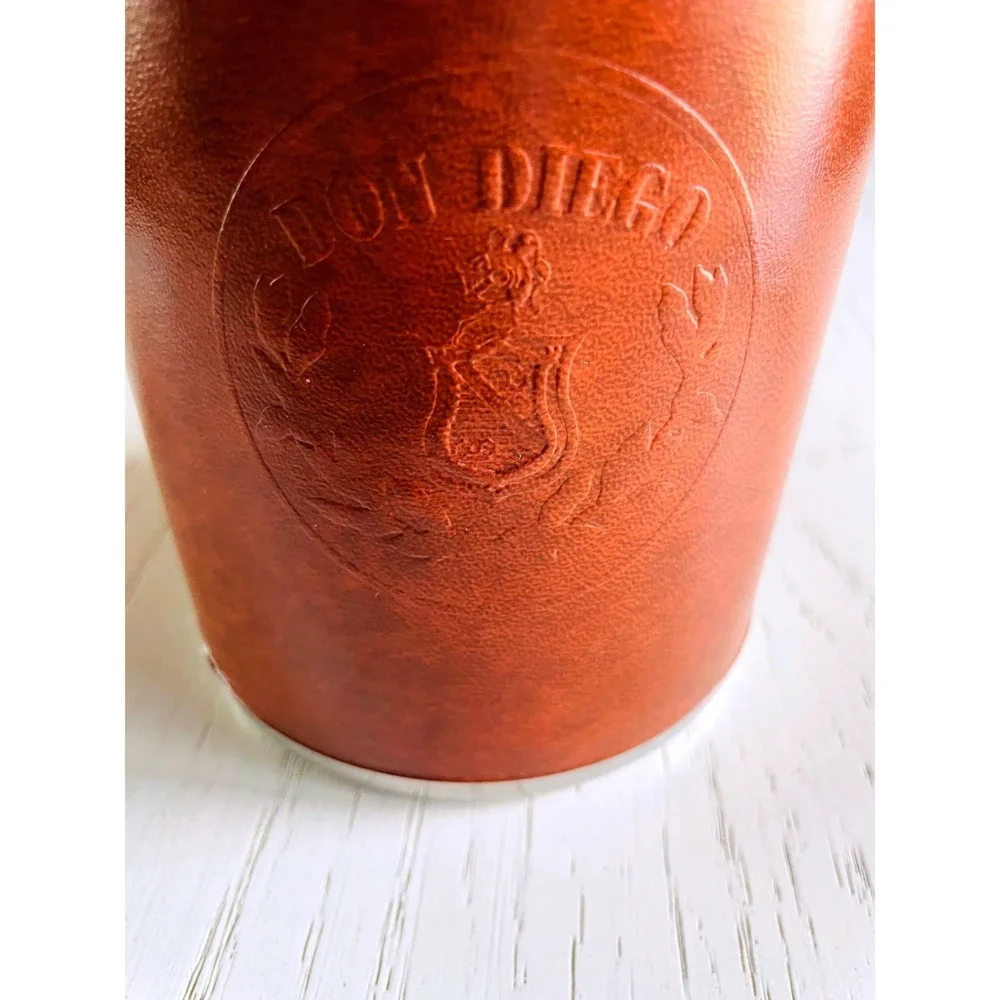 1997 Don Diego Embossed Faux Leather Coffee Canister Wooden Lid Airtight Storage